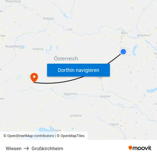 Wiesen to Großkirchheim map