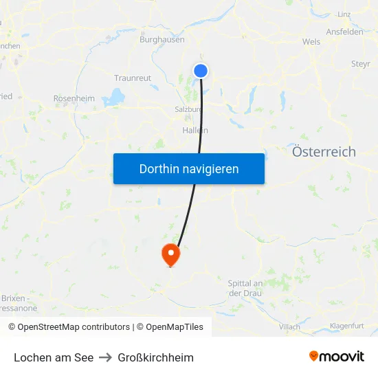 Lochen am See to Großkirchheim map