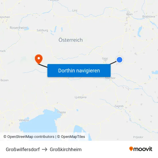 Großwilfersdorf to Großkirchheim map