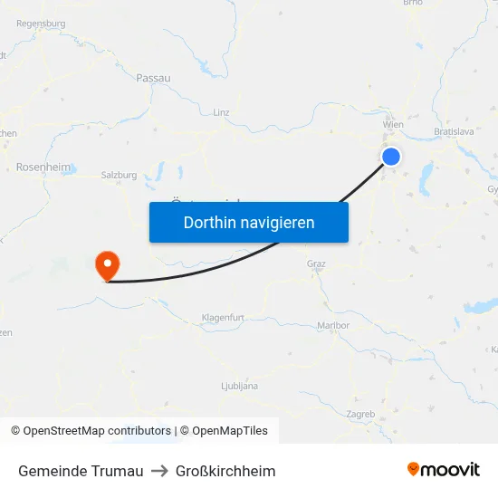 Gemeinde Trumau to Großkirchheim map