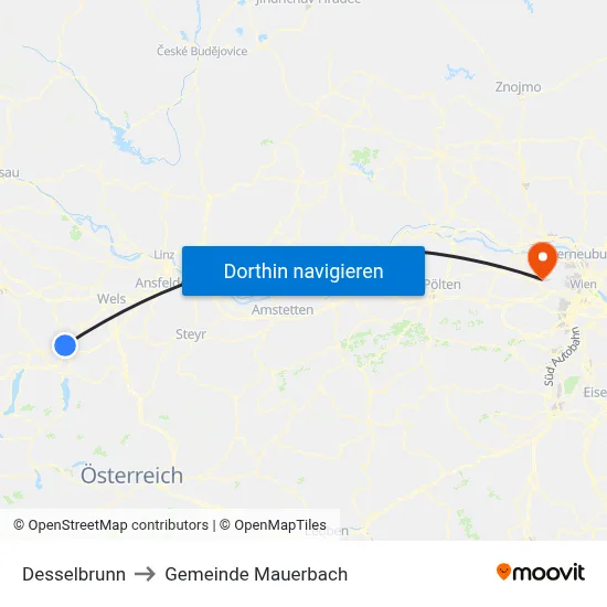 Desselbrunn to Gemeinde Mauerbach map