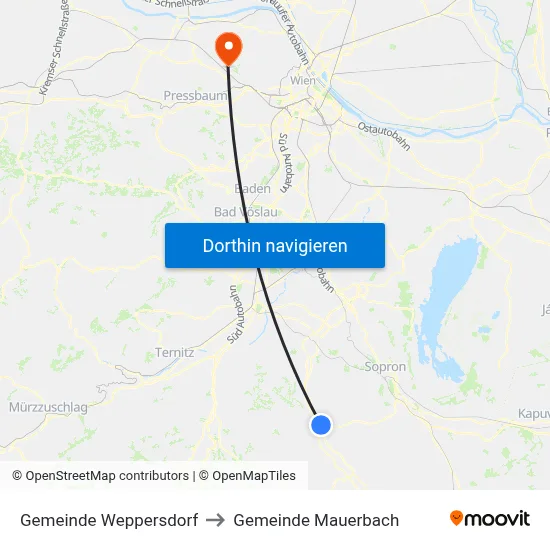 Gemeinde Weppersdorf to Gemeinde Mauerbach map