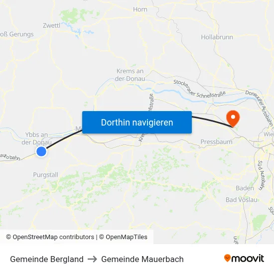 Gemeinde Bergland to Gemeinde Mauerbach map