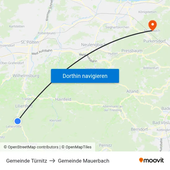 Gemeinde Türnitz to Gemeinde Mauerbach map