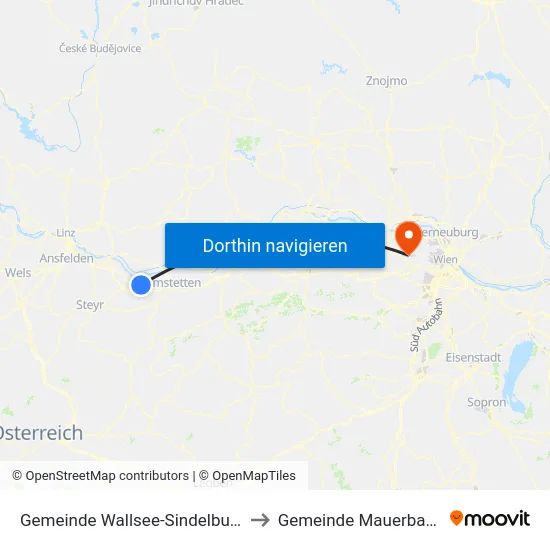 Gemeinde Wallsee-Sindelburg to Gemeinde Mauerbach map