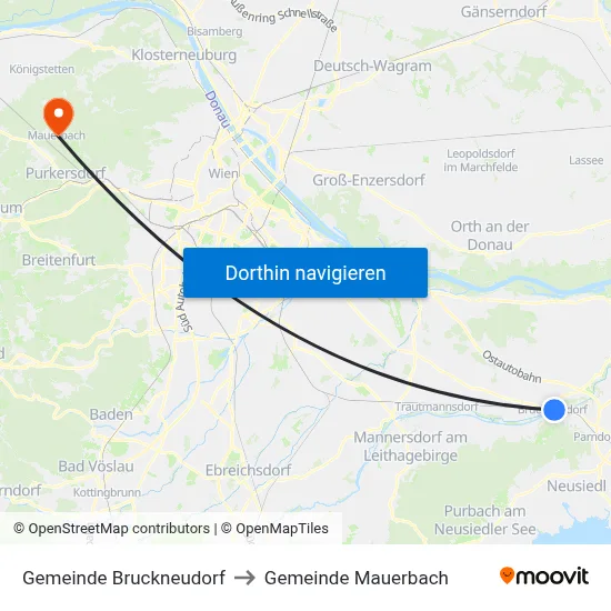 Gemeinde Bruckneudorf to Gemeinde Mauerbach map