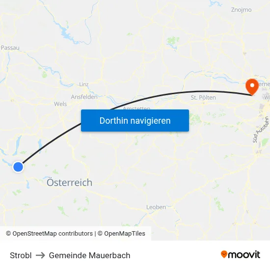 Strobl to Gemeinde Mauerbach map