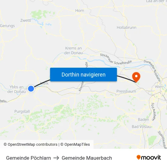 Gemeinde Pöchlarn to Gemeinde Mauerbach map
