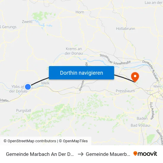 Gemeinde Marbach An Der Donau to Gemeinde Mauerbach map