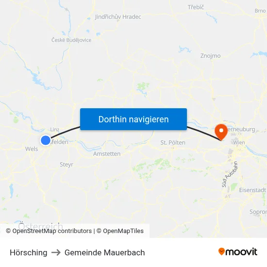 Hörsching to Gemeinde Mauerbach map