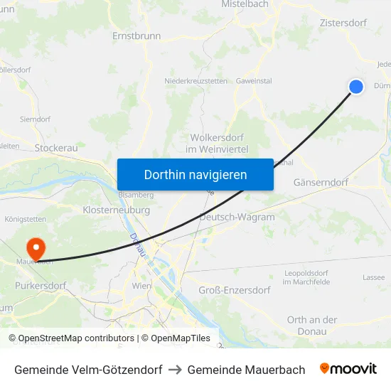 Gemeinde Velm-Götzendorf to Gemeinde Mauerbach map