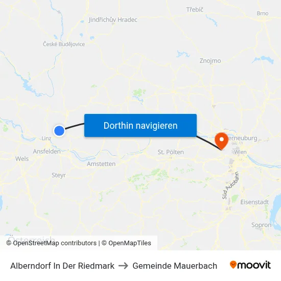 Alberndorf In Der Riedmark to Gemeinde Mauerbach map