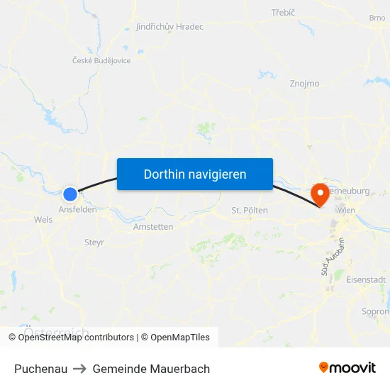 Puchenau to Gemeinde Mauerbach map