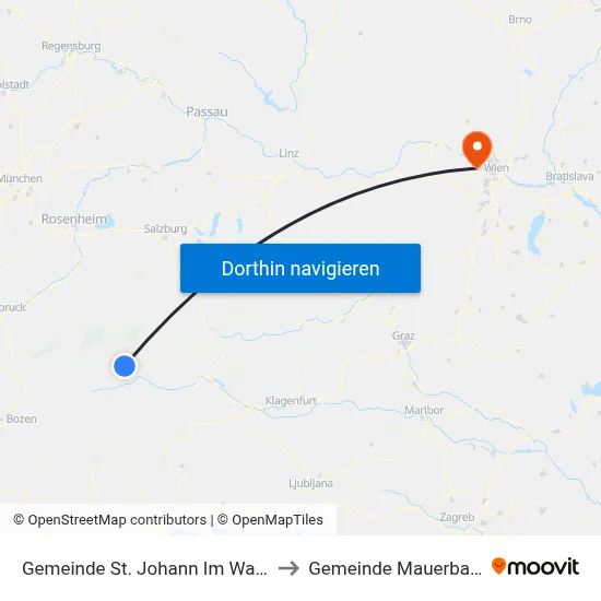 Gemeinde St. Johann Im Walde to Gemeinde Mauerbach map