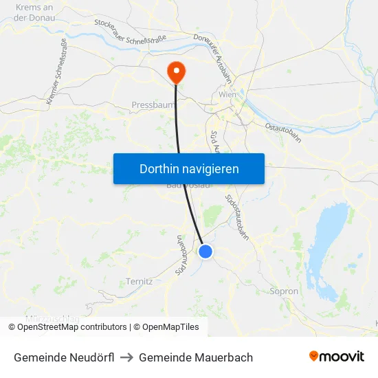 Gemeinde Neudörfl to Gemeinde Mauerbach map