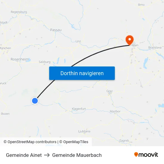 Gemeinde Ainet to Gemeinde Mauerbach map