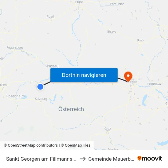 Sankt Georgen am Fillmannsbach to Gemeinde Mauerbach map
