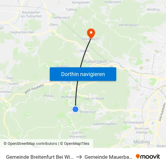 Gemeinde Breitenfurt Bei Wien to Gemeinde Mauerbach map