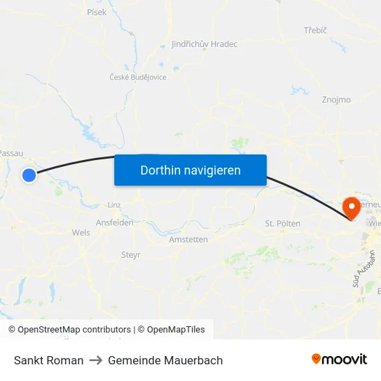 Sankt Roman to Gemeinde Mauerbach map