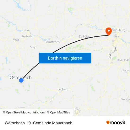 Wörschach to Gemeinde Mauerbach map