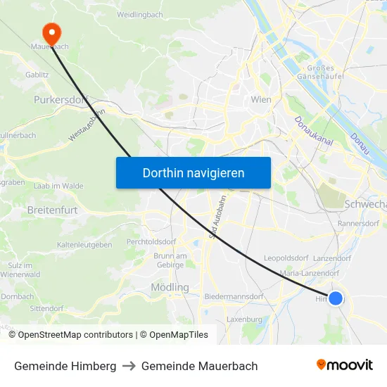 Gemeinde Himberg to Gemeinde Mauerbach map