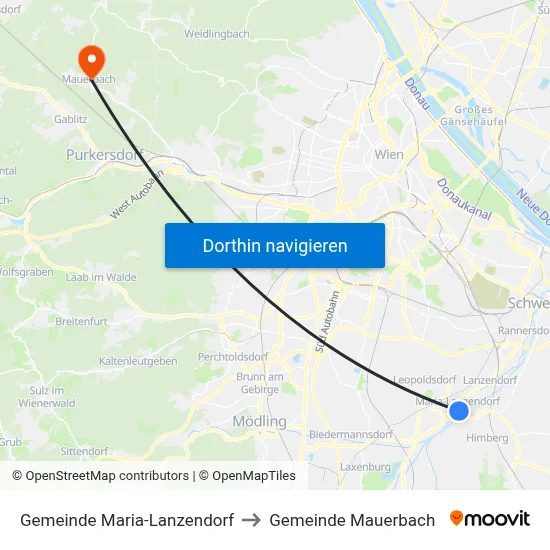 Gemeinde Maria-Lanzendorf to Gemeinde Mauerbach map