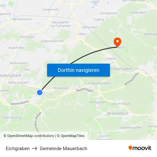 Eichgraben to Gemeinde Mauerbach map