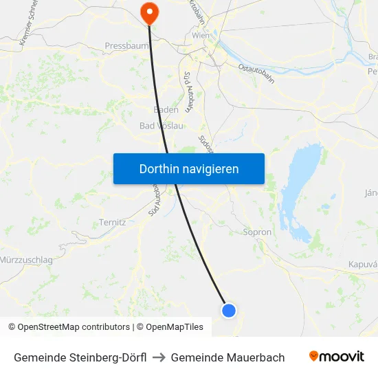 Gemeinde Steinberg-Dörfl to Gemeinde Mauerbach map