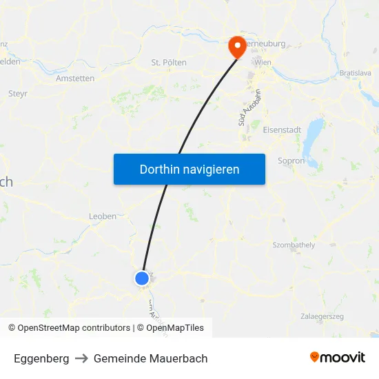Eggenberg to Gemeinde Mauerbach map