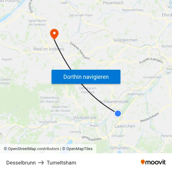 Desselbrunn to Tumeltsham map