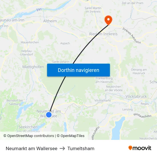 Neumarkt am Wallersee to Tumeltsham map