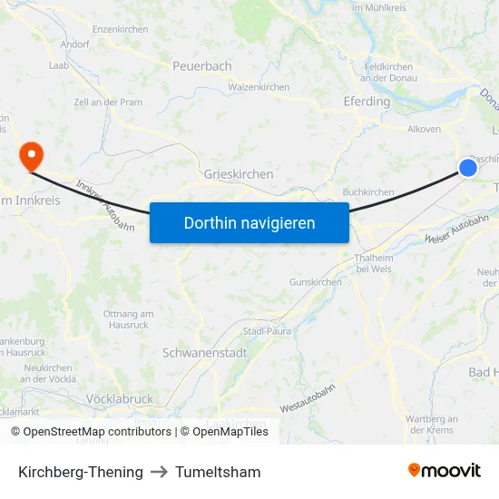 Kirchberg-Thening to Tumeltsham map