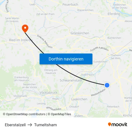 Eberstalzell to Tumeltsham map