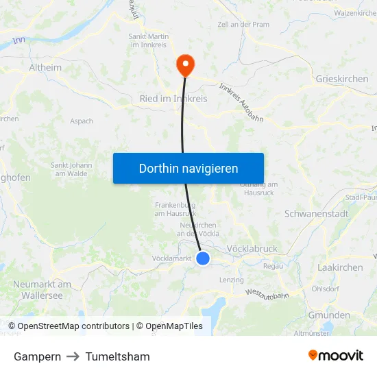 Gampern to Tumeltsham map