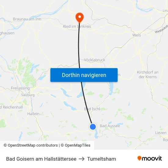 Bad Goisern am Hallstättersee to Tumeltsham map