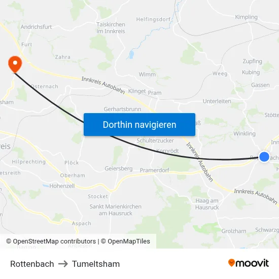 Rottenbach to Tumeltsham map