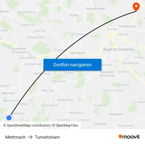Mettmach to Tumeltsham map