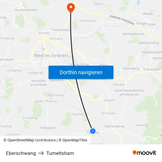 Eberschwang to Tumeltsham map