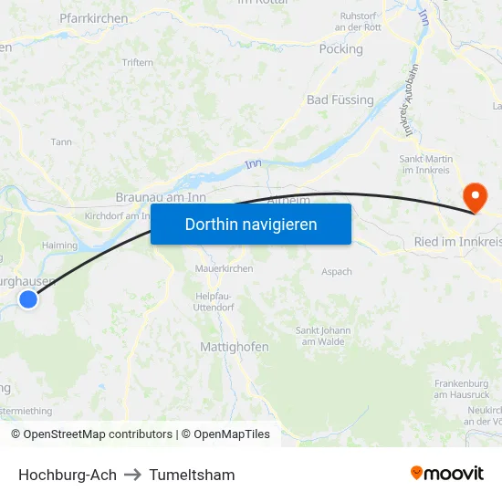 Hochburg-Ach to Tumeltsham map