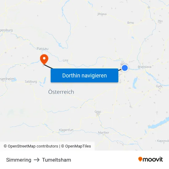 Simmering to Tumeltsham map