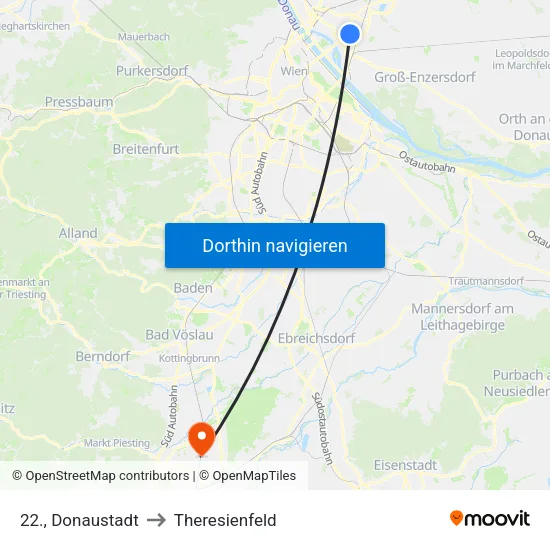 22., Donaustadt to Theresienfeld map
