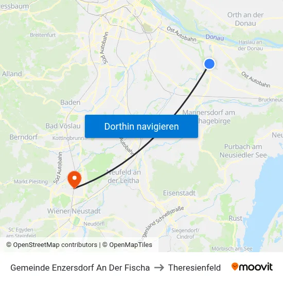 Gemeinde Enzersdorf An Der Fischa to Theresienfeld map
