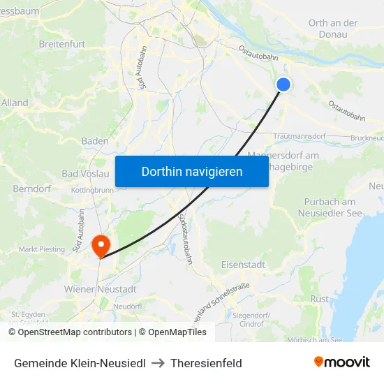 Gemeinde Klein-Neusiedl to Theresienfeld map