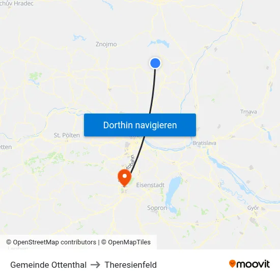 Gemeinde Ottenthal to Theresienfeld map