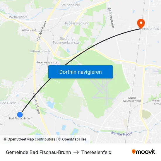 Gemeinde Bad Fischau-Brunn to Theresienfeld map