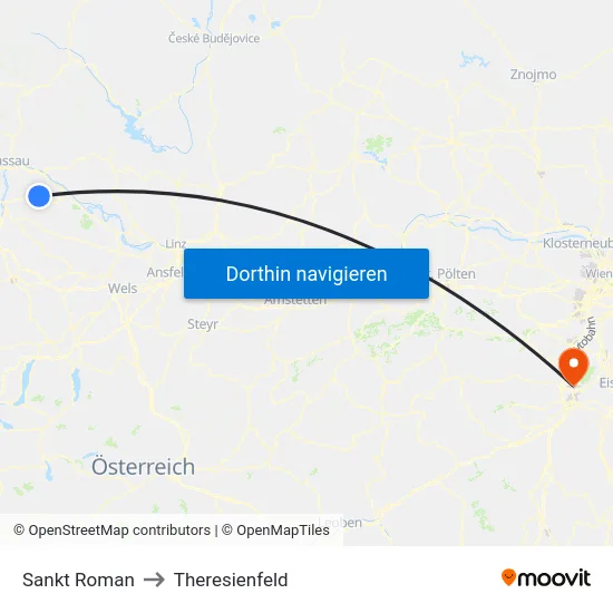 Sankt Roman to Theresienfeld map
