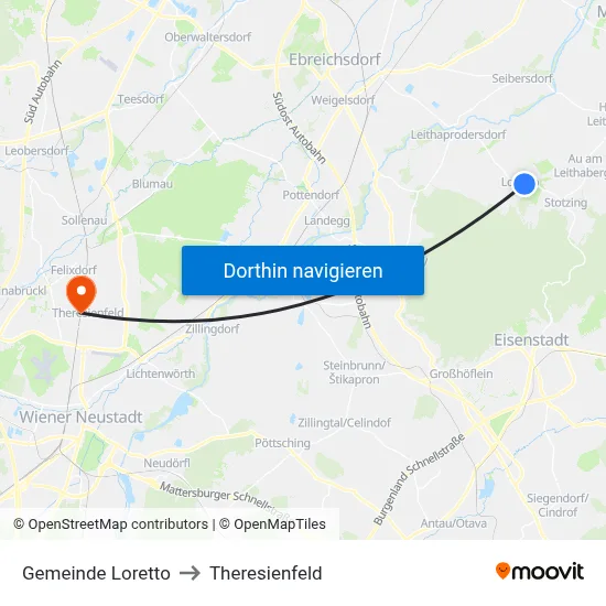 Gemeinde Loretto to Theresienfeld map
