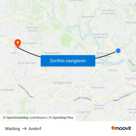 Walding to Andorf map