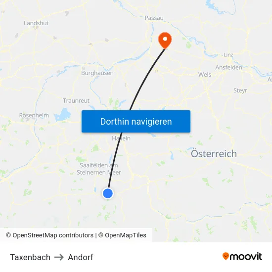Taxenbach to Andorf map