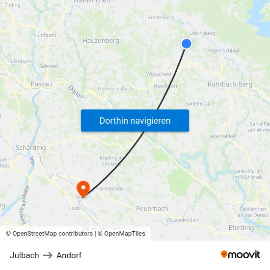 Julbach to Andorf map